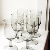 Vintage Smoke Grey Wine Glasses, Set of 6