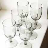 Vintage Smoke Grey Wine Glasses, Set of 6