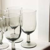 Vintage Smoke Grey Wine Glasses, Set of 6