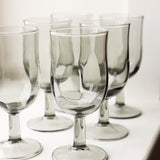 Vintage Smoke Grey Wine Glasses, Set of 6