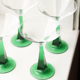 Vintage Emerald Twisted Stem Martini Glasses, Set of 4