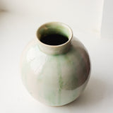 Vintage Pottery Vase, Cream & Green Glaze