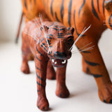 Vintage Paper-Mache Leather Wrapped Tiger