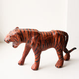 Vintage Paper-Mache Leather Wrapped Tiger