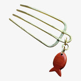 Brass Comb with Gemstone Fish