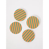 Amore Green and Orange Striped Coaster - Set of 4