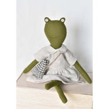 Fern the Frog Doll- Natural Linen Gather Dress