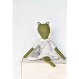 Fern the Frog Doll- Natural Linen Gather Dress