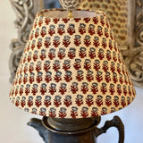 Small Conical Lampshade. Blue and Scarlet Sanganeri Hand Block Print