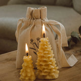 Beeswax Christmas Tree Candles, Set of 2