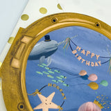 Happy Birthday Porthole Greeting Card with Ocean Animals