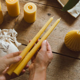 Artisan Beeswax Dinner Candles, Set of 2