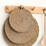 Round Woven Natural Trivets with Handle
