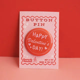 Retro Happy Valentine's Day Button Badge