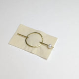 Oval Brass Hair Slides with Pearl Sticks