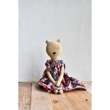 Agatha the Bear — Heirloom Wool Doll in Liberty Floral Dress