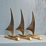 Vintage MCM Brass Sailboats